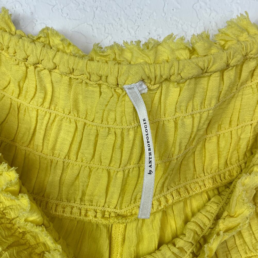 By Anthropologie smocked gauze shorts yellow size M?(measurements) summer beach - Picture 4 of 5